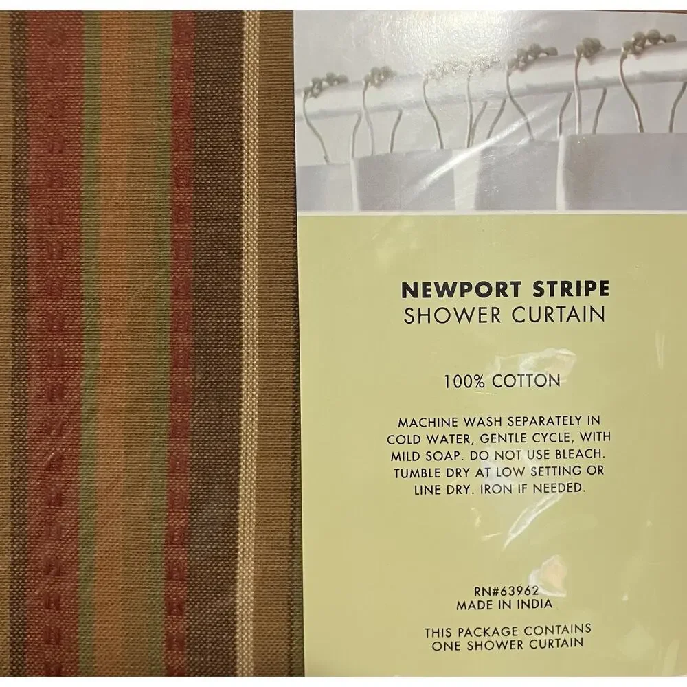 Park Smith Newport Stripe Shower Curtain Tuscany 100% Cotton 72X72 Made in India